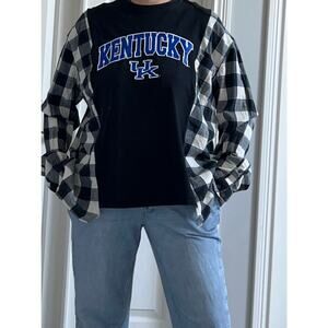 University of Kentucky upcycled flannel & tee reworked shirt